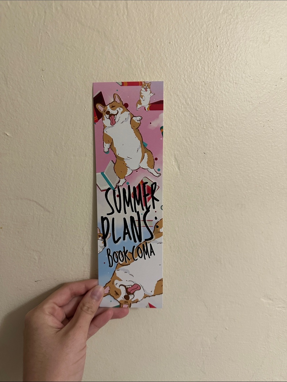 Summer Plans Corgi Bookmark - Pink & White